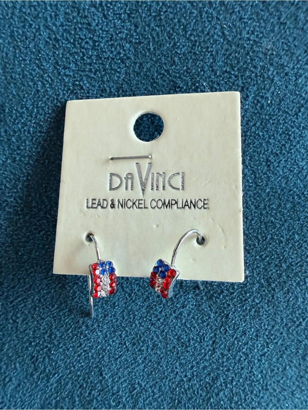 DaVinci Red, Blue & Clear Crystal drop Earrings